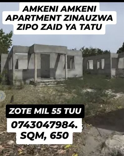 Apartment zinauzwa bweni