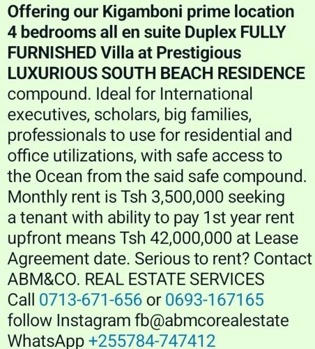 SOUTH BEACH RESIDENCE RENT