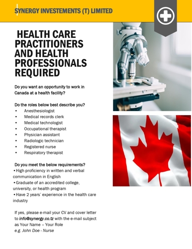 Health Professionals Required