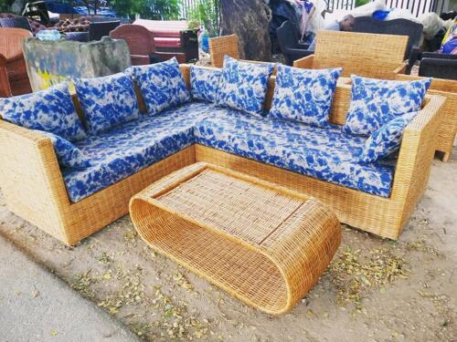 L shape woven sofa