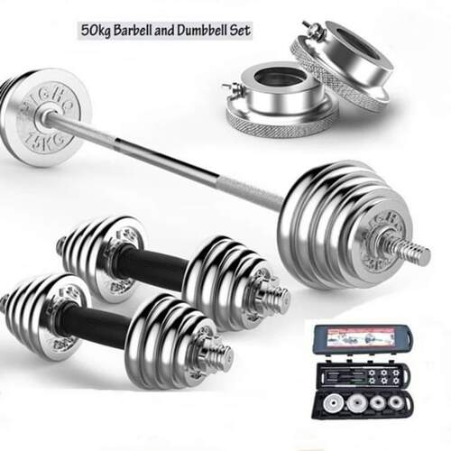 50kg set of Barbell/Dumbbell York Chrome Set