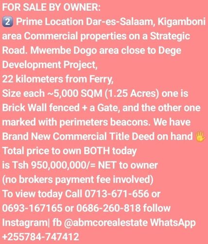 KIGAMBONI COMMERCIAL PROPERTIE