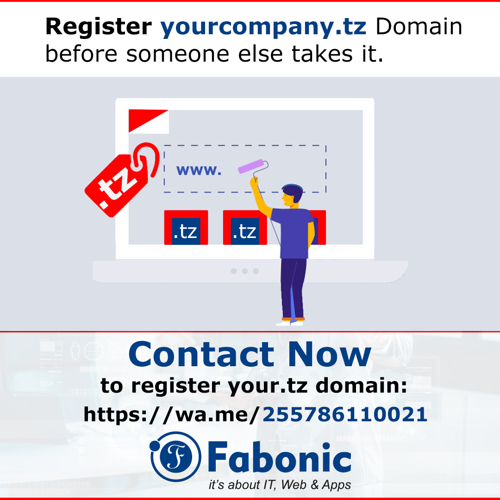 Register yourcompany.tz Domain before someone else takes it.