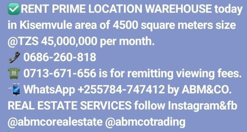 RENT KISEMVULE GODOWN 