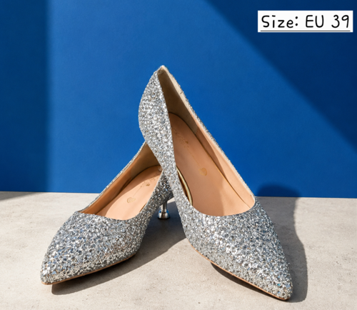 Elegant Silver Kitten Heels