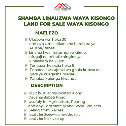 SHAMBA EKARI 30 LINAUZWA KISONGO