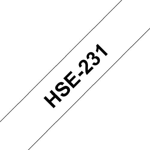 Brother HSe-231 Labelling Tape Cassette, Black on White, 11.7mm (W) x 1.5M (L), Heat Shrink Tube