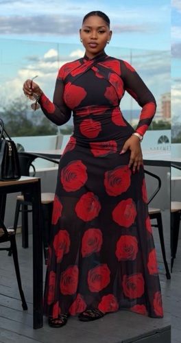 black mesh maxi dress