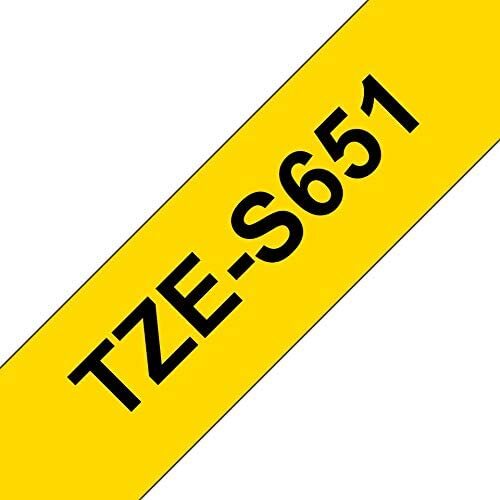 Brother TZe-S651 Labelling Tape Cassette, Black on Yellow, 24mm