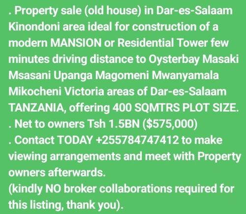 KINONDONI LAND SALE 