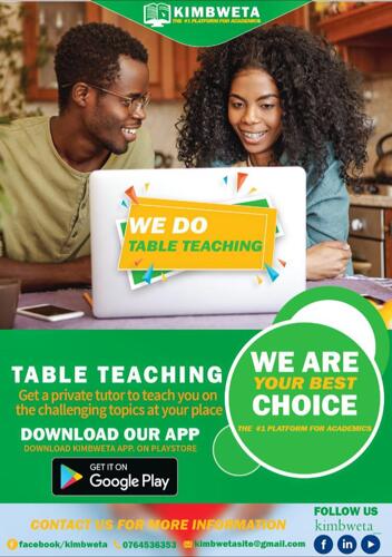 TABLE TEACHING/PRIVATE TUTORS/QUESTION SOLVING