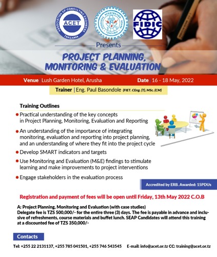 Project Planning, Monitoring & Evaluation Training