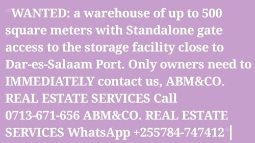WAREHOUSE WANTED 