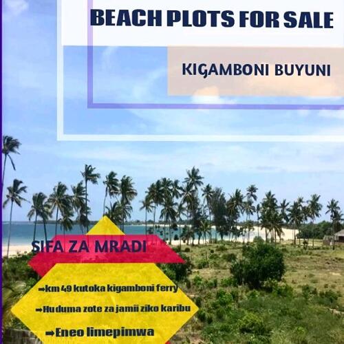 BEACH PLOT FOR SALE AT KIGAMBONI BUYUNI