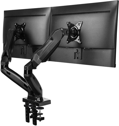 HUANUO Dual Monitor Stand, Gas Spring Arm 360° Rotatable for 13 to 27 Inch