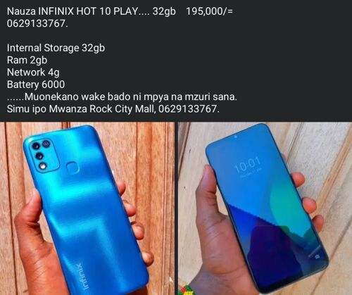 Hot 10 Play.. 32Gb... Tsh 195
