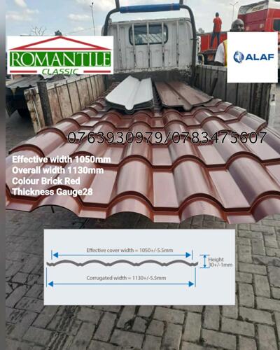 Romantile 28G Brick Red Smooth Roofing Sheet ALAF LTD