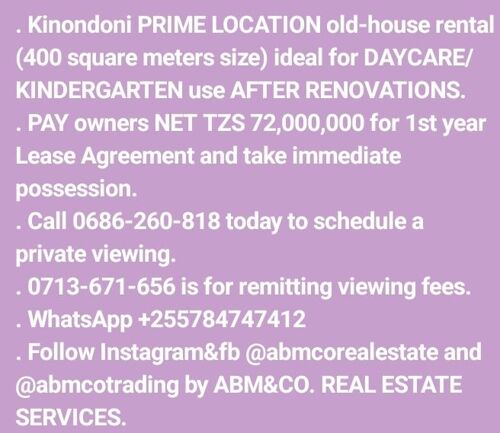 KINONDONI HOUSE FOR DAYCARE 