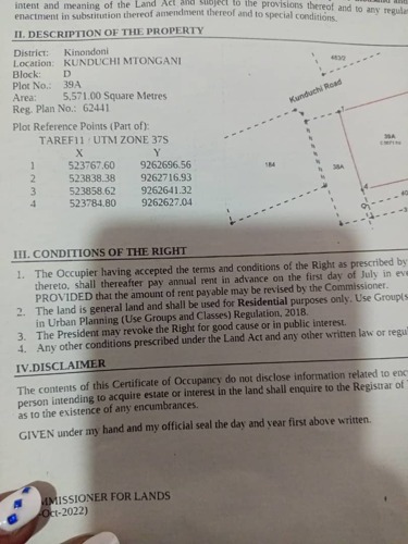 Sq 5571 plot kunduchi