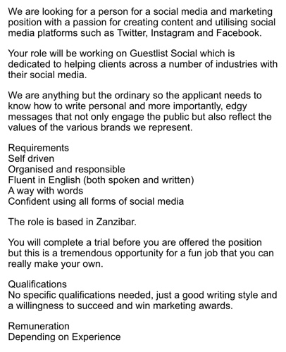 JOB ADVERT