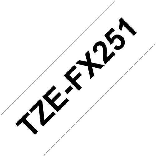 Brother TZe-FX251 Labelling Tape Cassette, Black on White, 24mm (W) x 8M (L), Flexible ID