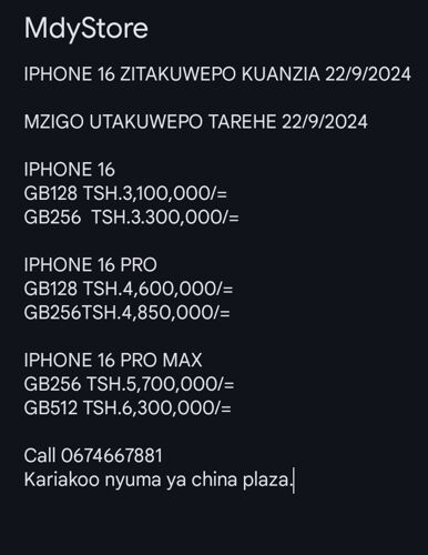 Iphone 16 zitakuwepo 22/9