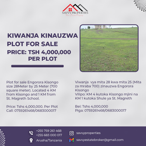 VIWANJA VINAUZWA/PLOT FOR SALE ENGORORA KISONGO