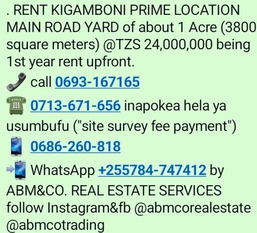 RENT YARD KIGAMBONI 