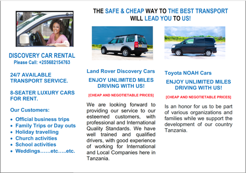24/7 Transport Car Rental Service available.
