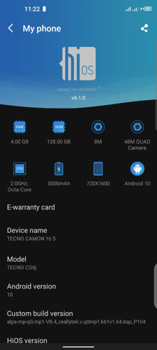 Tecno camon 16s