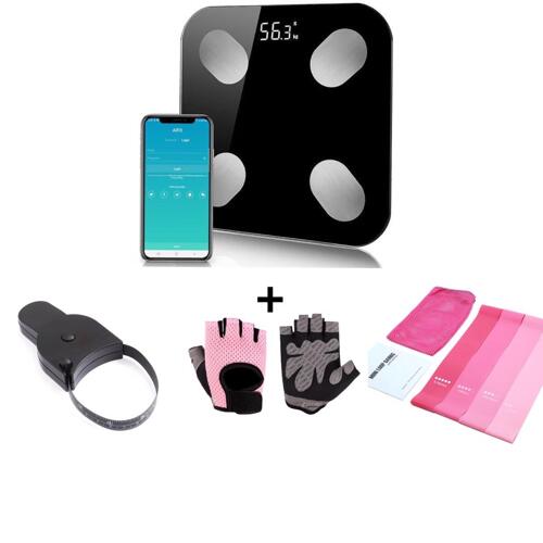 resistance band + smart scale + gloves + Tape measure