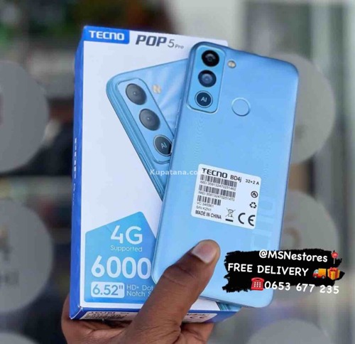 Tecno POP 5 Pro —> 6.52" Display 2GB RAM | 32GB, 6000mAh, 