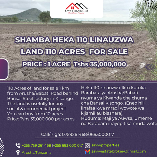 HEKA 110 ZINAUZWA IN KISONGO ARUSHA
