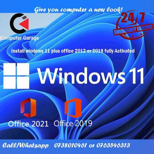 Windows installation 11/10/7 plus office 19,21